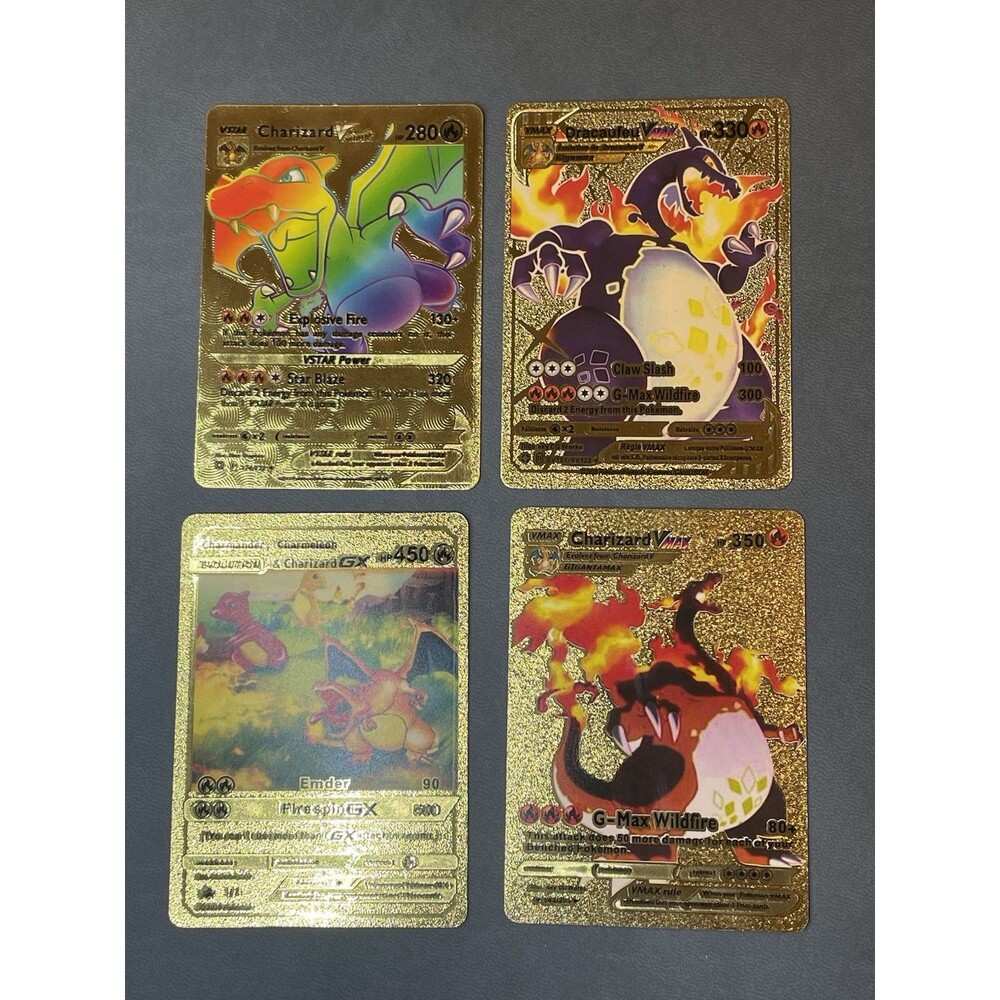 Charizard Pokemon Gold Full Art Card Lot of 16 Fan Art Novelty Rainbow Rare - Picture 4 of 7